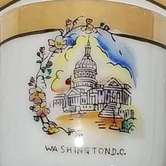 Lusterware Demitasse Teacup & Saucer Set Washington DC Souvenir Occupied Japan - Picture 5 of 8